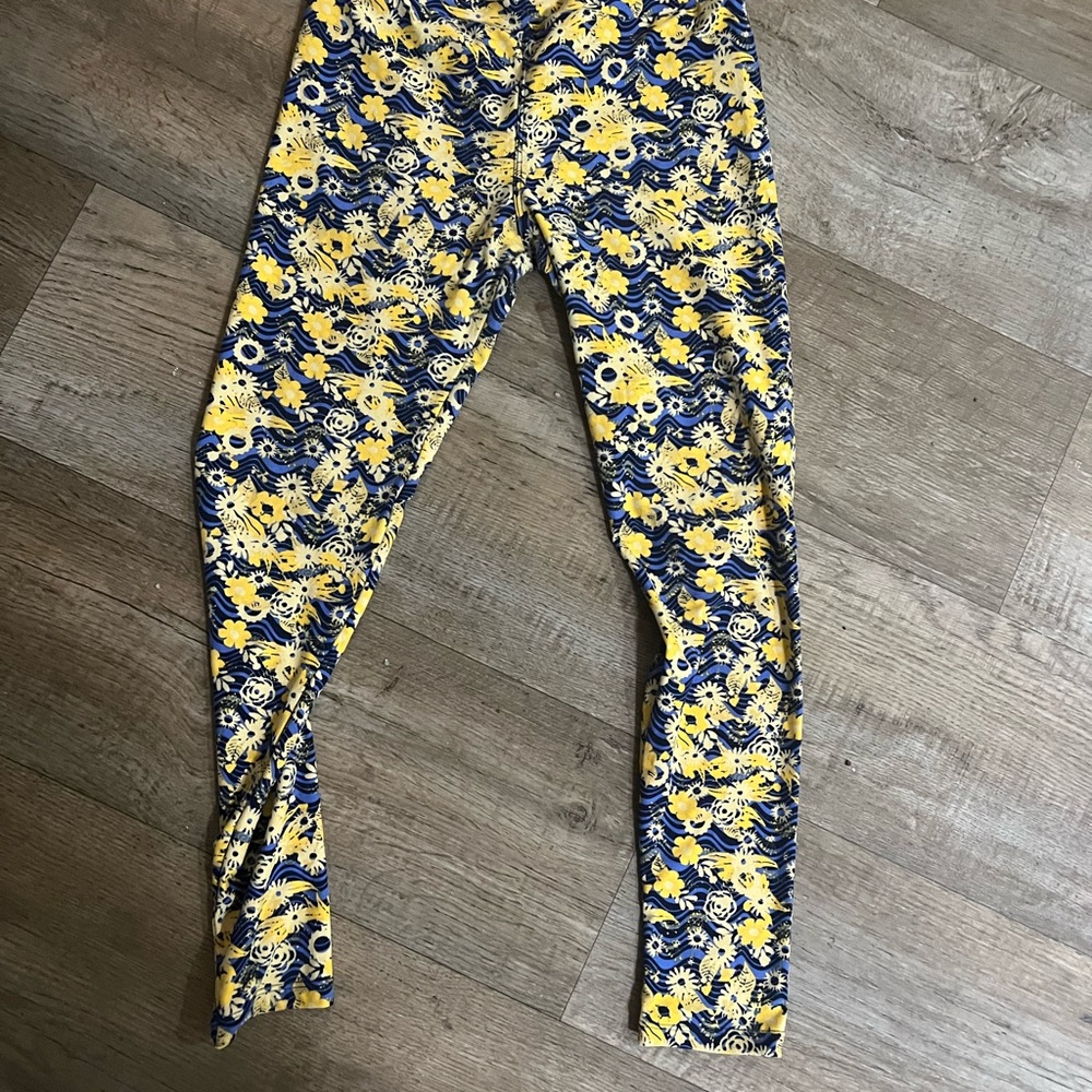 Floral Leggings in Blue and Yellow